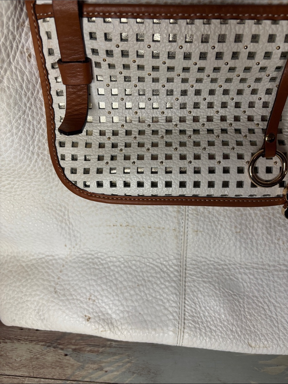 Asia Bellucci white genuine leather satchel - Picture 3 of 16